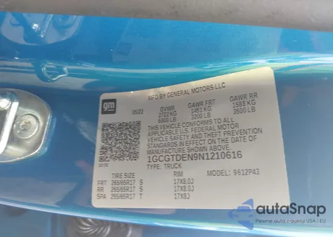 2022 Chevrolet Colorado 4Wd Short Box Z71 из США, поврежденный, VIN 1GCGTDEN9N1210616